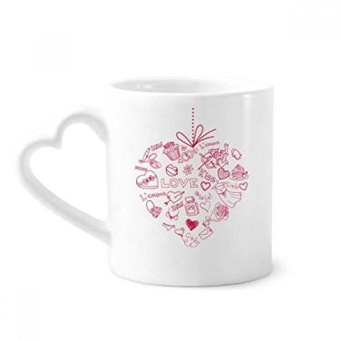 Imagem de Caneca de anjo em forma de coração vermelho Dia dos Namorados Caneca de café cerâmica copo de coração de vidro