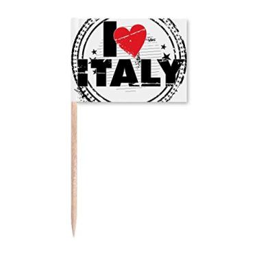 Imagem de I Love Italy Palavra Amor Coração Círculo Carimbo Palito de Dentes Marcadores Topper Decoração de Festa