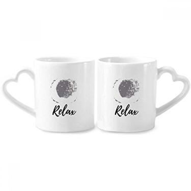 Imagem de Conjunto de canecas de porcelana para casais, estampa de plantas abstratas, tinta branca, coração