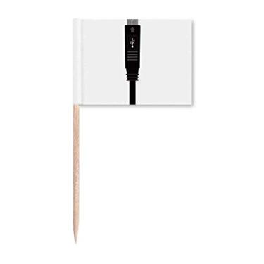 Imagem de Cabo de carregamento preto USB plugue padrão palito bandeiras marcador decoração de festa