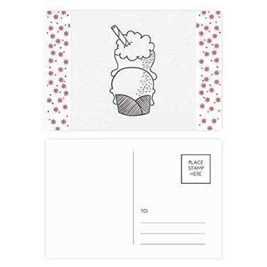 Imagem de Cartão postal para comemoração de flores de Natal sorvete com contorno preto