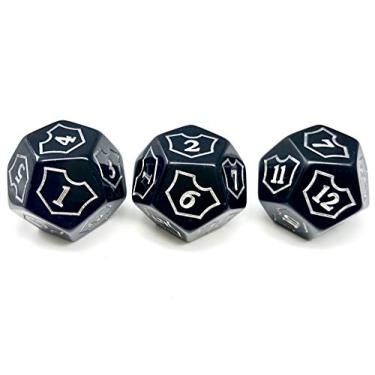 Imagem de Conjunto de 3 dados de fidelidade de giro D12 Hedral MTG D12 preto - Mágica: The Gathering TCG CCG Planeswalker