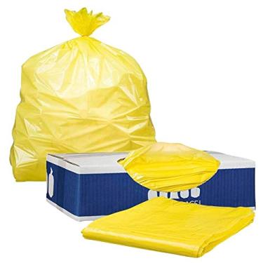 Imagem de Plasticplace Sacos de lixo T55120YL 150-60 galões │ 1,2 Mil │ Forros de lata de lixo resistentes amarelos │ 96,5 cm x 147,3 cm (50 unidades)