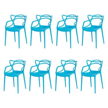 Imagem de Kit 8 Cadeiras Allegra Azul Sala Cozinha Jantar