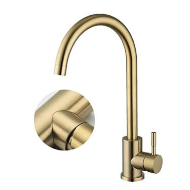 Imagem de Torneira de cozinha de aço inoxidável de ouro preto 360 Torneira de cozinha giratória Torneira de montagem em convés Torneiras misturadoras de pia de água quente fria, C