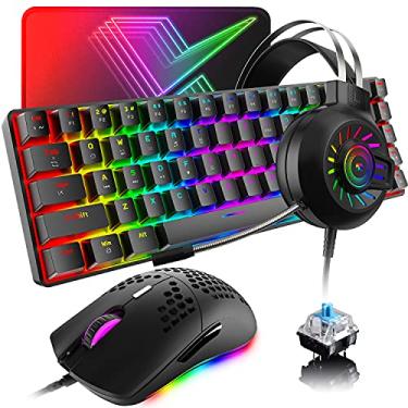 Teclado e mouse e mouse pad de jogos e fone de ouvido para jogos