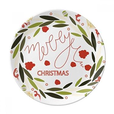 Imagem de Prato de ilustração de folha de guirlanda colorida de Natal Salver talheres prato de jantar