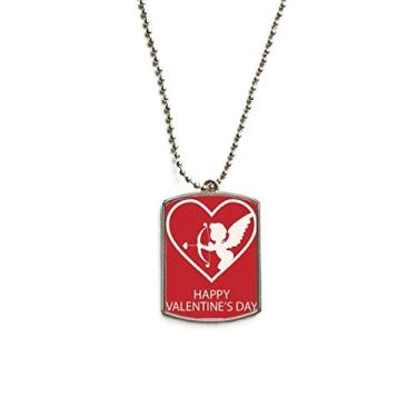 Imagem de Colar de aço inoxidável com pingente de flecha de anjo branco para o Dia dos Namorados