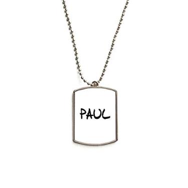 Imagem de DIYthinker Colar com pingente de corrente de aço inoxidável Paul com escrita especial e nome inglês