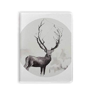 Imagem de Rena Natal efeito artístico aquarela caderno capa de goma Diário capa macia