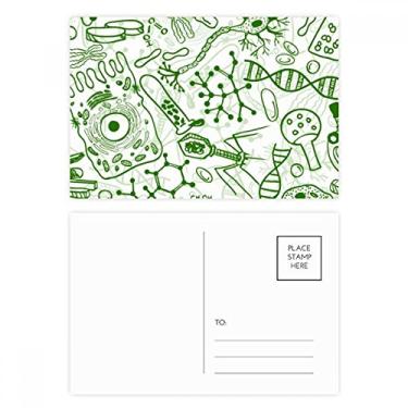 Imagem de Cartão postal biológico com estrutura de células de microscópio verde