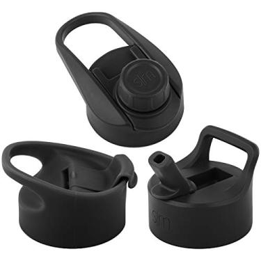 Imagem de Simple Modern Tampa para garrafa de água Summit Pacote com 3 – Tampa flip com alça, tampa isolada com canudo e tampa isolada – Serve para Hydro Flask boca larga – Preto meia-noite