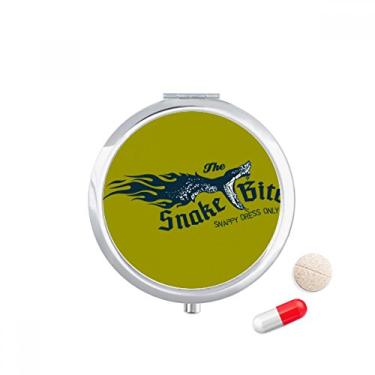 Imagem de Animal Illustrarion Mordida Padrão de Cobra Bolsa de Comprimidos de Bolso para Viagem Caixa de Armazenamento de Remédio Dispensador de Drogas Presente Espelho