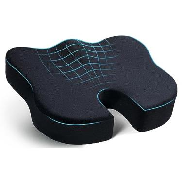 Imagem de Dreamer Car Almofada de assento,almofada de cadeira de escritório,almofada assento de carro,almofadas de cadeira espuma viscoelástica para cóccix,ciática,alívio da dor lombar (capa de veludo,preta)