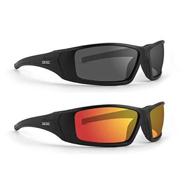 Imagem de Epoch Eyewear 2 pares de Oculos Masculino Espelhado Liberator Sport, Armação Preta, Lentes Espelhadas Vermelhas + Lentes Fumê, Preto, Adult