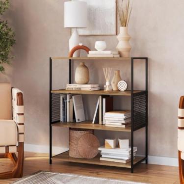 Imagem de Estante Média 3 Prateleiras em Mdp Estilo Industrial P1024 Preto/mel