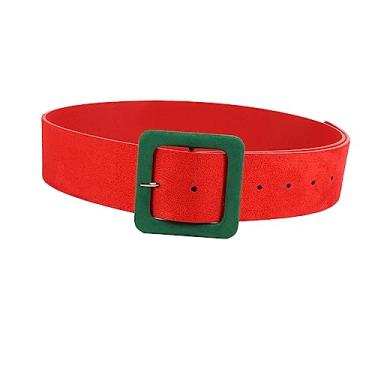Imagem de SOIMISS 2 Peças Cinto De Natal Cintos De Cintura Para Mulheres Para Vestidos Cinto De Moda Feminina Cinto De Botão Quadrado Cinto De Papai Noel Definir Imitação De Couro Jeans Senhorita