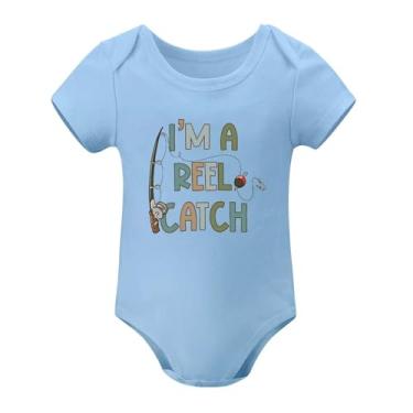 Imagem de SHUYINICE Macacão infantil engraçado para meninos e meninas macacão premium para recém-nascidos I'm A Reel Catch Baby Onesie, Azul-celeste, 9-12 Months