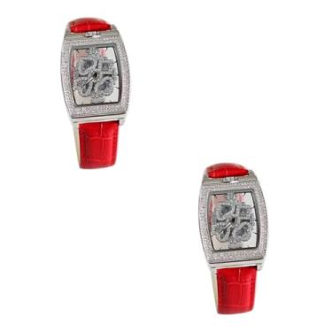 Imagem de SHERCHPRY Relógio feminino de aço inoxidável, 2 peças, Vermelho x 2 peças, 26X3.3CMx2pcs, 1