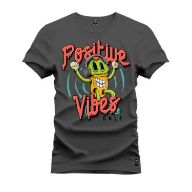 Imagem de Camiseta Casual Malha Confortável Estampada Posturi Viber Grafite M