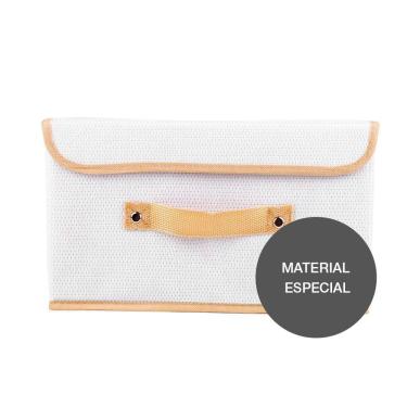Imagem de Caixa Organizadora Tecido C/ Tampa Vizapi Un Classic M 38x27x20Cm Branco Bege