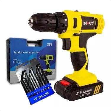 Imagem de Parafusadeira Furadeira Completa sem fio recarregavel com Bateria reserva 21v + kit de brocas