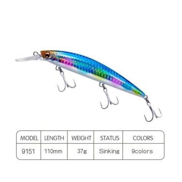 Imagem de Iscas de pesca CORVINA 40g 130mm com ganchos triplos e olhos 3D