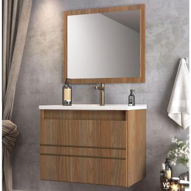 Imagem de Armário de Banheiro Royal 60 com Espelho 1 Porta Basculante Noce - Belizze