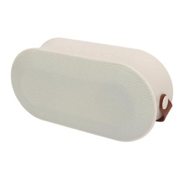 Imagem de Tbest Alto-falante sem fio Bluetooth, microfone Bluetooth, aparência bonita, luz ambiente, alto-falante sem fio portátil de alta potência para festas em casa (branco e 1 microfone)