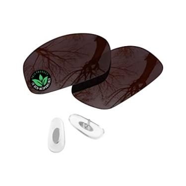 Imagem de Raydi Lentes de reposição de policarbonato e protetores de nariz para óculos de sol retangulares RayBan RB3445 61 mm - marrom âmbar - polarizado