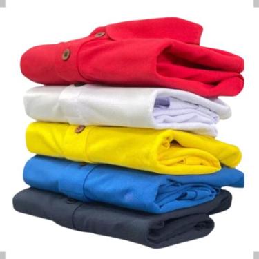 Imagem de Kit 5 Camisa Gola Polo Masculina Algodão Piquet Premium Plus Size - Us