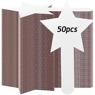 Imagem de Yiphates 50 Pás de resposta apagáveis a seco em forma de estrela, pás de mão dupla face, mini quadros brancos, pequenos quadros apagáveis a seco, pás de leilão para estudantes, professores, sala de