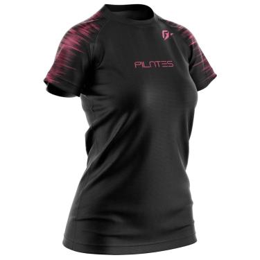 Imagem de Camiseta Baby look Feminina Pilates Tecnodots Preto Pink-Feminino