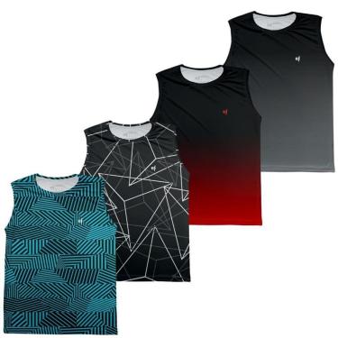 Imagem de Regata Masculina Estampada Esportiva Proteção UV50+ Kit 4-Masculino