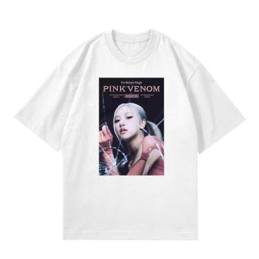 Imagem de Camiseta B-Link Lalisa Solo Born rosa K-pop Support Camiseta Born Pink Contton gola redonda camisetas com desenho animado, C2 Branco, P