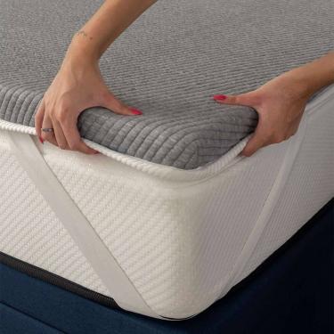 Imagem de pillow top king guldi dream com espuma d50 viscoelástica com alça (5x193x203) branco e cinza