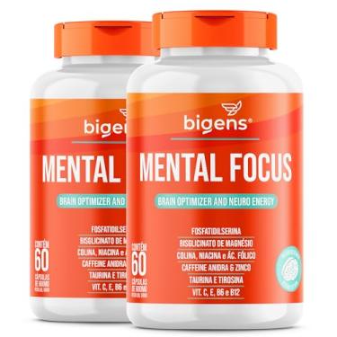 Imagem de Mental Focus, Fosfatidilserina, Tirosina, Taurina, Caféina, Magnésio Glicina, Colina e vitaminas, Bigens, 60cps (Kit 2)
