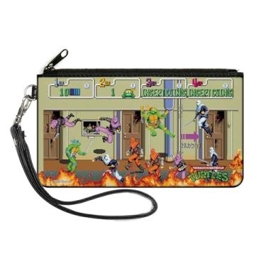 Imagem de Nickelodeon Carteira com zíper, Tartarugas Ninja, cena de batalha de vídeo de 8 bits, tela, Verde, Large