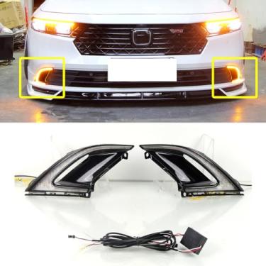 Imagem de KITOCARTOP Faróis de neblina LED DRL com sequencial âmbar para faróis dianteiros para Honda Accord 2023 2024