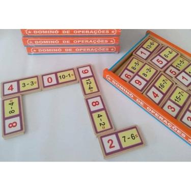 Imagem de Dominó de Madeira de Divisão - Peças Grandes - 28 Peças
