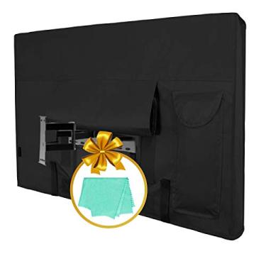 Imagem de Easy-Going Capa de TV externa para tela LCD de 63 a 65 polegadas, LED, impermeável, à prova de intempéries e à prova de poeira, com pano de limpeza (165 cm, preto)