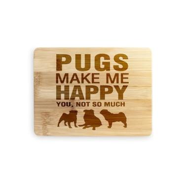 Imagem de Tábua de cortar Pugs, Pugs Make Me Happy, presente de pugs, presente para pugs, tábua de corte de bambu, ideia de presente de inauguração de casa, aniversário, ideia de presente de Natal (pequeno (20