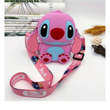 Imagem de Bolsa Infantil Silicone Alça Regulável Mini Bolsinha Lilo Stitch Angel com Ziper Porta...