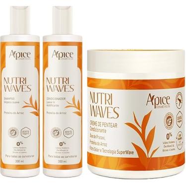 Imagem de Kit Apse Cosntetics Nutri Waves Shampoo Condicionador E Creme De Pentear Acidificante Capilar Vegano Óleo de Pracaxi Proteina do Arroz Low Poo Anti Frizz Apice Cosmeticos