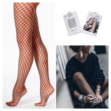 Imagem de Meia Calça Arrastão Feminina Moda Cor Preta - Meia Arrastão