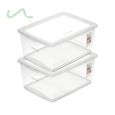 Imagem de Kit 2 Caixa Organizadora 15l Ordene Design Moderno Cristal