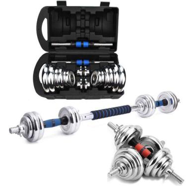 Imagem de Par de Halter 20kg Mais Barra Ajustável Musculação Dumbell - OCCY