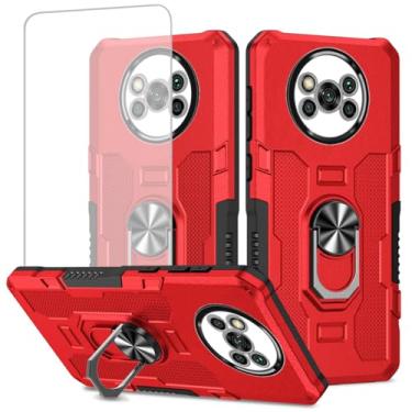 Imagem de Ueokeird Capa para Poco X3 NFC/Poco X3 Pro/Poco X3, Capa M2007J20CG com protetor de tela de vidro temperado, anel de metal de proteção resistente, capa de telefone com suporte magnético para Xiaomi