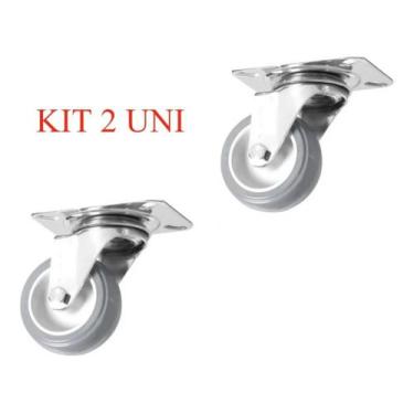 Imagem de KIT 2 Rodizio Girat. Roda 2pol. Pvc Placa Base 30kg Por Roda - RODILIN