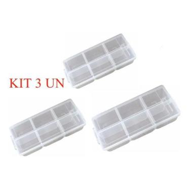 Imagem de kit 3 Caixa Organizadora Plástico Transparente 6 Divisórias - são bern